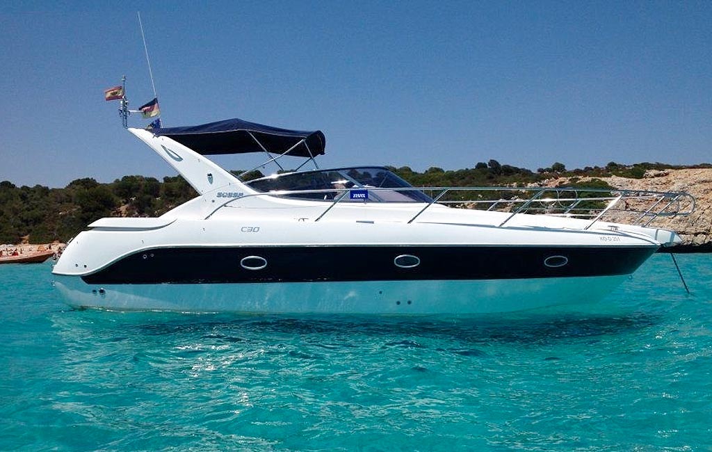 Rental Sessa C30 powerboat Ibiza. Ibiza VIP services. Consulting Services Ibiza